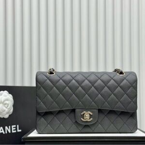 Chanel Classic Gray Quilted Shoulder Bag